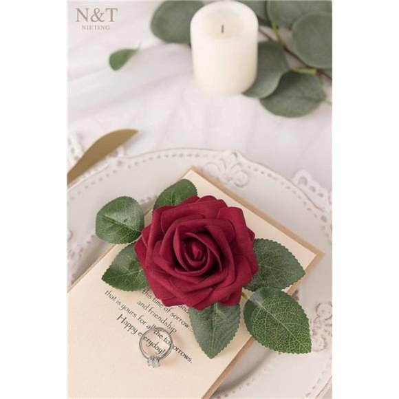 Artificial Flowers, 25Pcs Fake Flowers Roses Perfect for DIY Wedding Bouquets - Picture 5 of 6